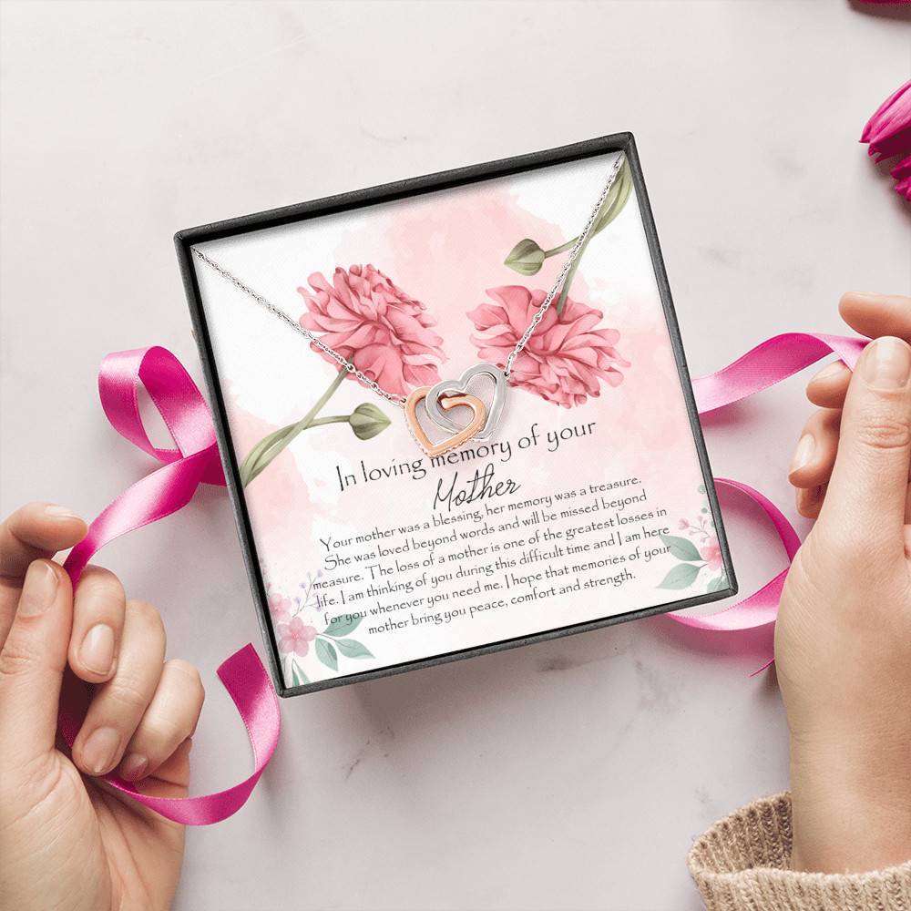 In Loving Memory Mother Interlocking Hearts Pendant Necklace - Gift For Loss Of Mother