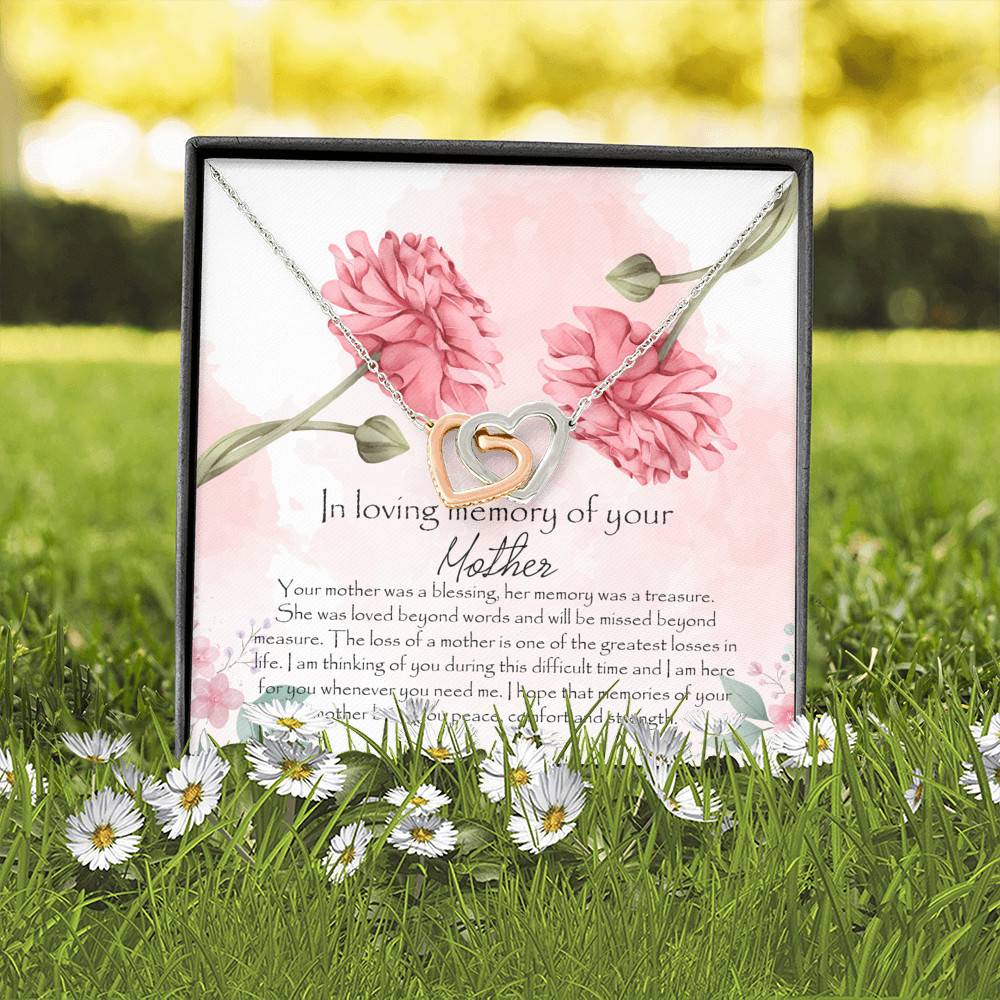 In Loving Memory Mother Interlocking Hearts Pendant Necklace - Gift For Loss Of Mother