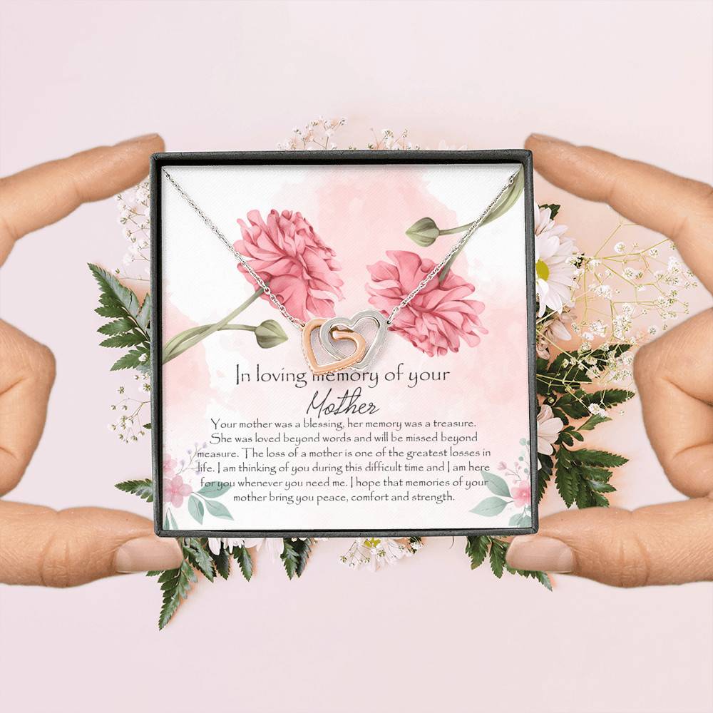 In Loving Memory Mother Interlocking Hearts Pendant Necklace - Gift For Loss Of Mother