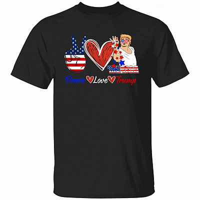 Peace Love Trump Shirt, Black, Unisex T-Shirt