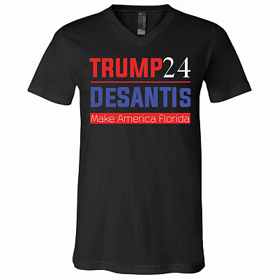 trump tee, Black, V-Neck T-Shirt