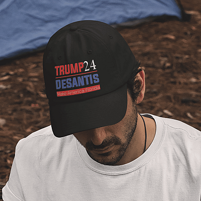 Trump Desantis 2024 Make America Florida Political Republican Twill Cap - Snapback Hat - Trucker Hat
