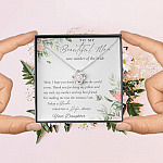 To My Beautiful Mom Now Mother Of The Bride Love Knot Necklace - Mom Wedding Gifts From Daughter