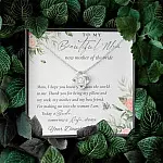 To My Beautiful Mom Now Mother Of The Bride Love Knot Necklace - Mom Wedding Gifts From Daughter