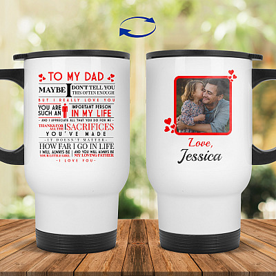 14 oz. White Travel Mug