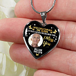 Personalized Photo I Wish I Could Turn Back The Clock So That I Can Hug You One More Time Heart Pendant Necklace - Bangle