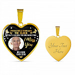 Personalized Photo I Wish I Could Turn Back The Clock So That I Can Hug You One More Time Heart Pendant Necklace - Bangle