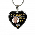 Personalized Photo I Wish I Could Turn Back The Clock So That I Can Hug You One More Time Heart Pendant Necklace - Bangle