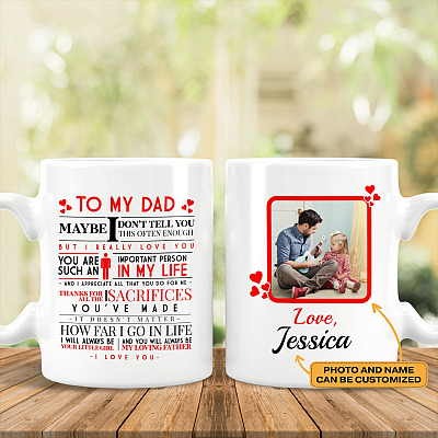 Alternative view of Personalized Photo to My Dad Maybe I Don't Tell You This Often Enough Mug-Beer Stein-Water Bottle-Color Changing Mug