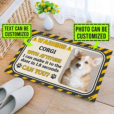 Personalized Warning Dog Name With Attitude I Can Make It To The Door In 1.8 Seconds Outdoor House Doormat