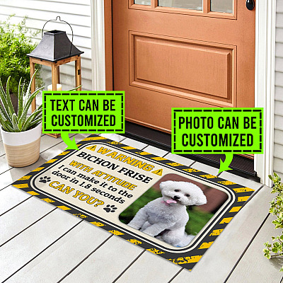 Alternative view of Personalized Warning Dog Name With Attitude I Can Make It To The Door In 1.8 Seconds Outdoor House Doormat