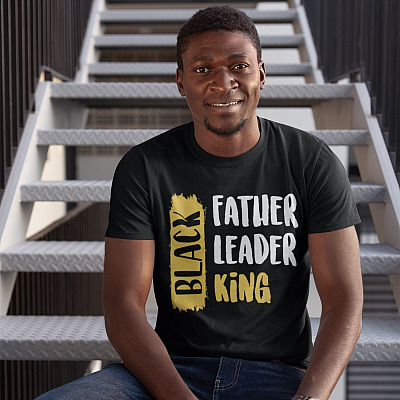 Alternative view of Black Father Black Leader Black King T-Shirt - Dope Black Dads T-Shirt