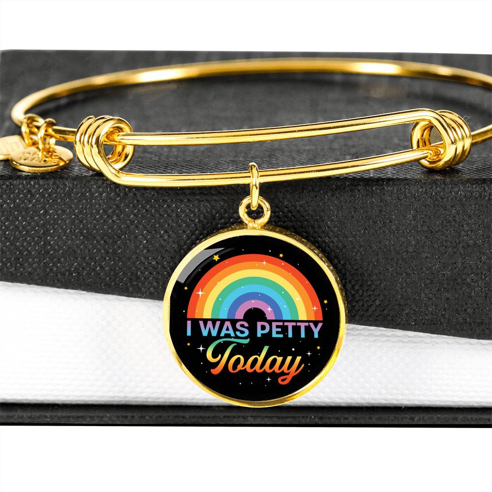 LGBTQ Rainbow I Was Petty Today Circle Pendant Necklace - LGBTQ Pride Necklace - Pride Month Gift
