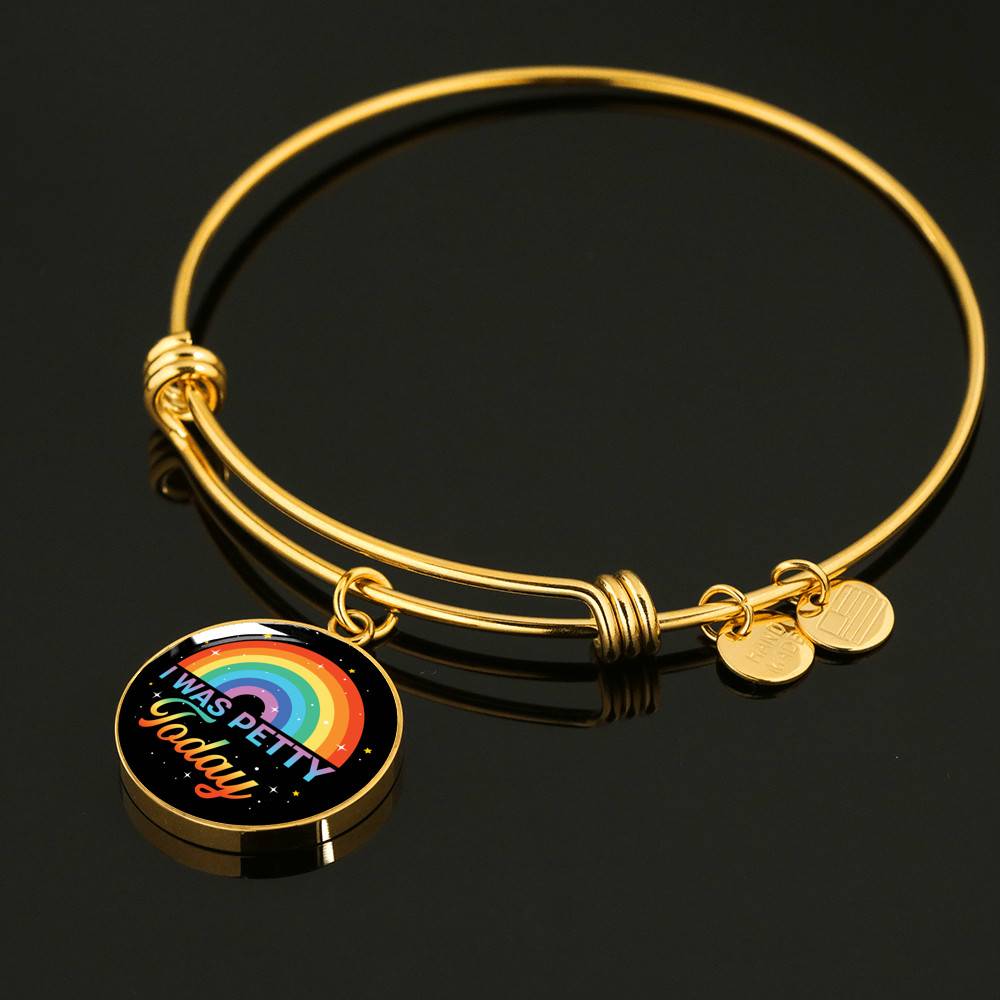 LGBTQ Rainbow I Was Petty Today Circle Pendant Necklace - LGBTQ Pride Necklace - Pride Month Gift