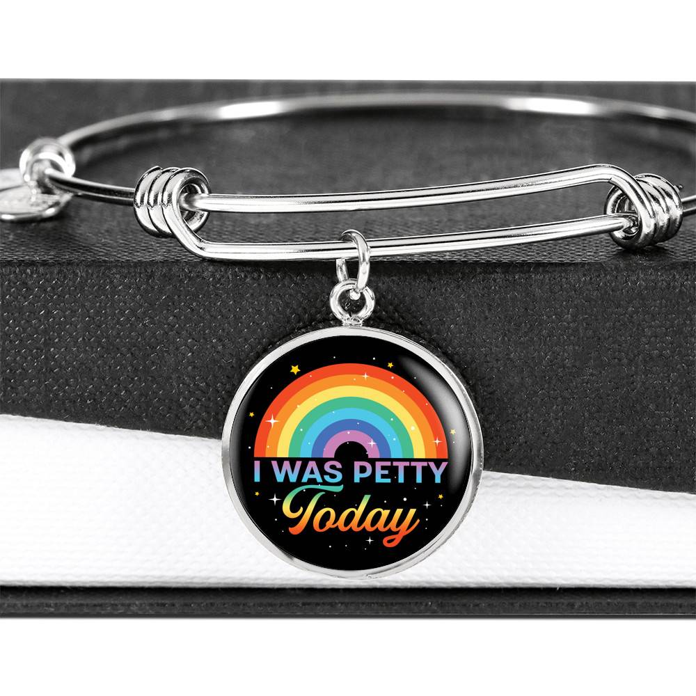 LGBTQ Rainbow I Was Petty Today Circle Pendant Necklace - LGBTQ Pride Necklace - Pride Month Gift