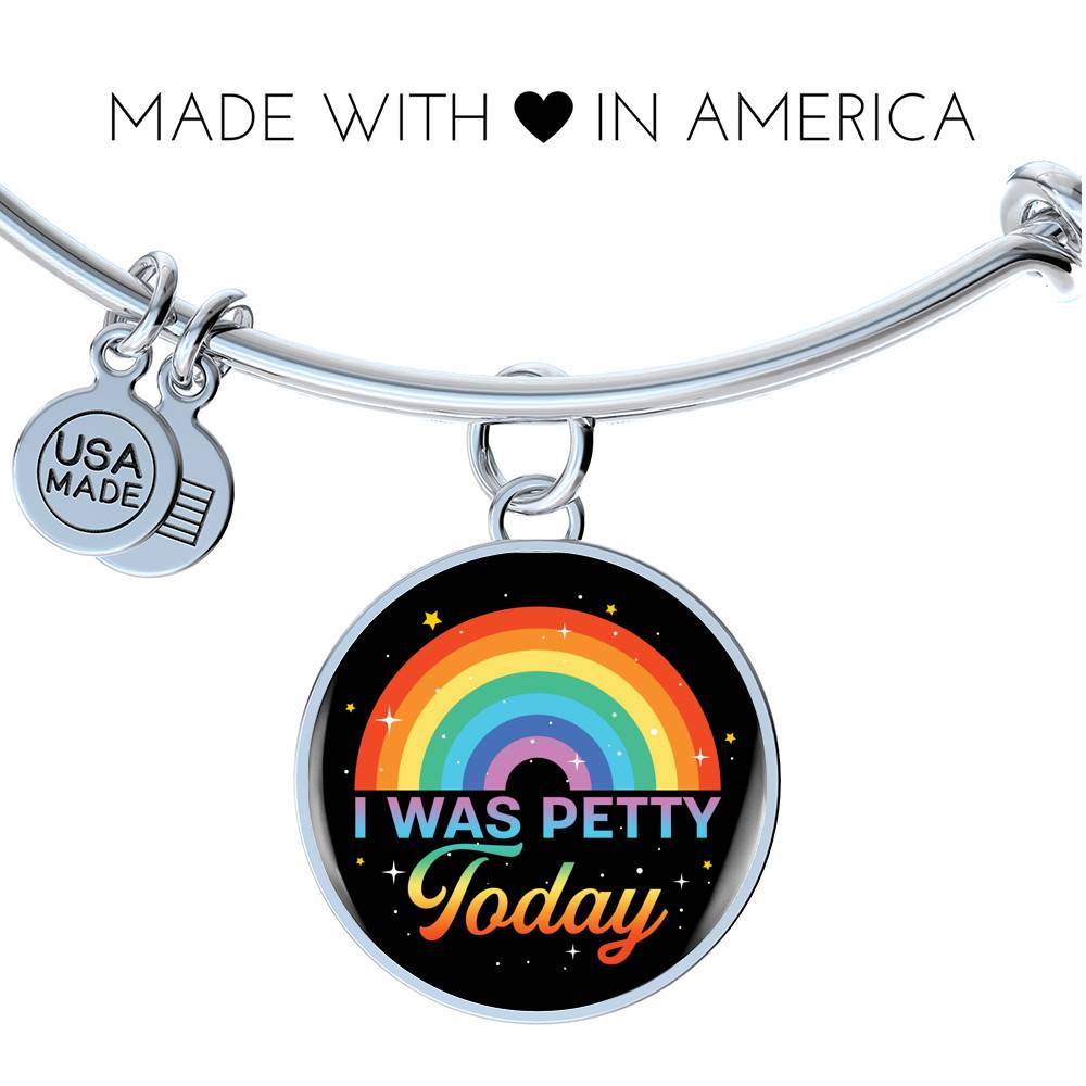 LGBTQ Rainbow I Was Petty Today Circle Pendant Necklace - LGBTQ Pride Necklace - Pride Month Gift