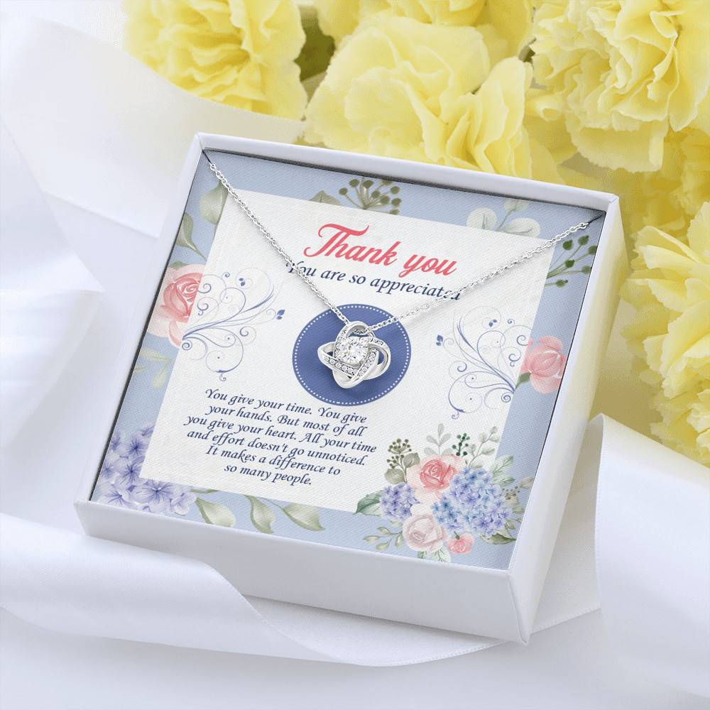Thank You You Are So Appreciated Love Knot Necklace - Thank You Nurse Gifts - Teacher Appreciation Gifts