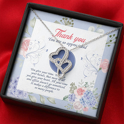 Thank You You Are So Appreciated Double Hearts Necklace - Thank You Nurse Gifts - Teacher Appreciation Gifts