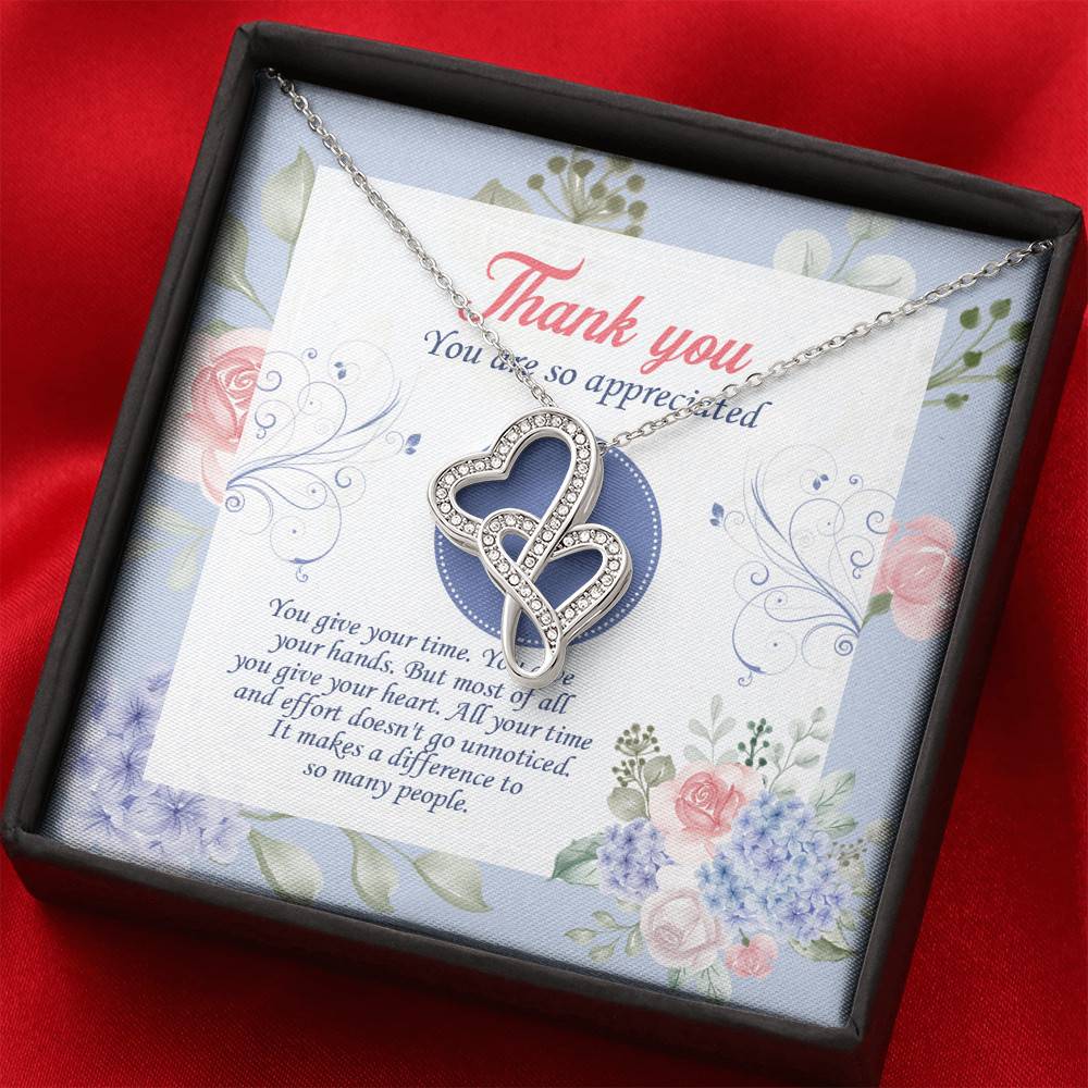 Thank You You Are So Appreciated Double Hearts Necklace - Thank You Nurse Gifts - Teacher Appreciation Gifts