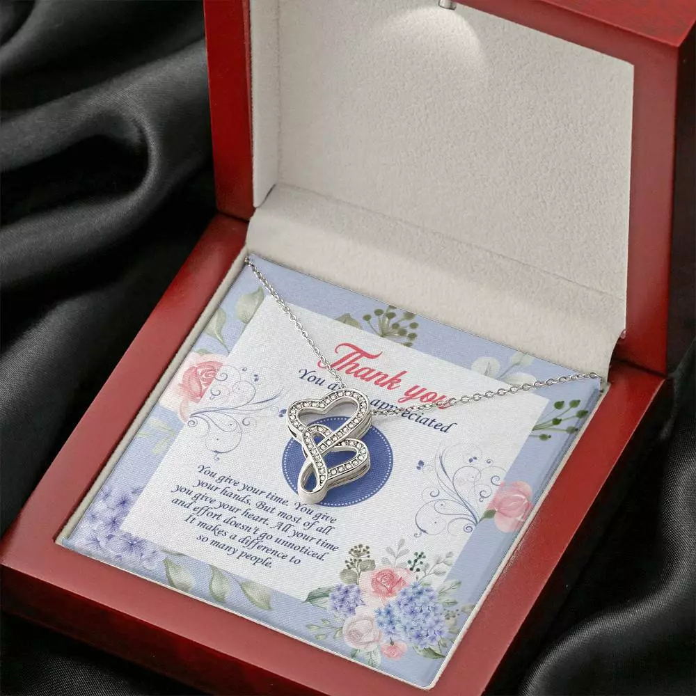 Thank You You Are So Appreciated Double Hearts Necklace - Thank You Nurse Gifts - Teacher Appreciation Gifts