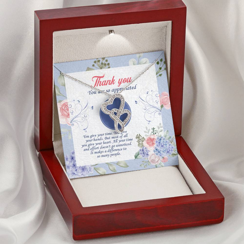 Thank You You Are So Appreciated Double Hearts Necklace - Thank You Nurse Gifts - Teacher Appreciation Gifts