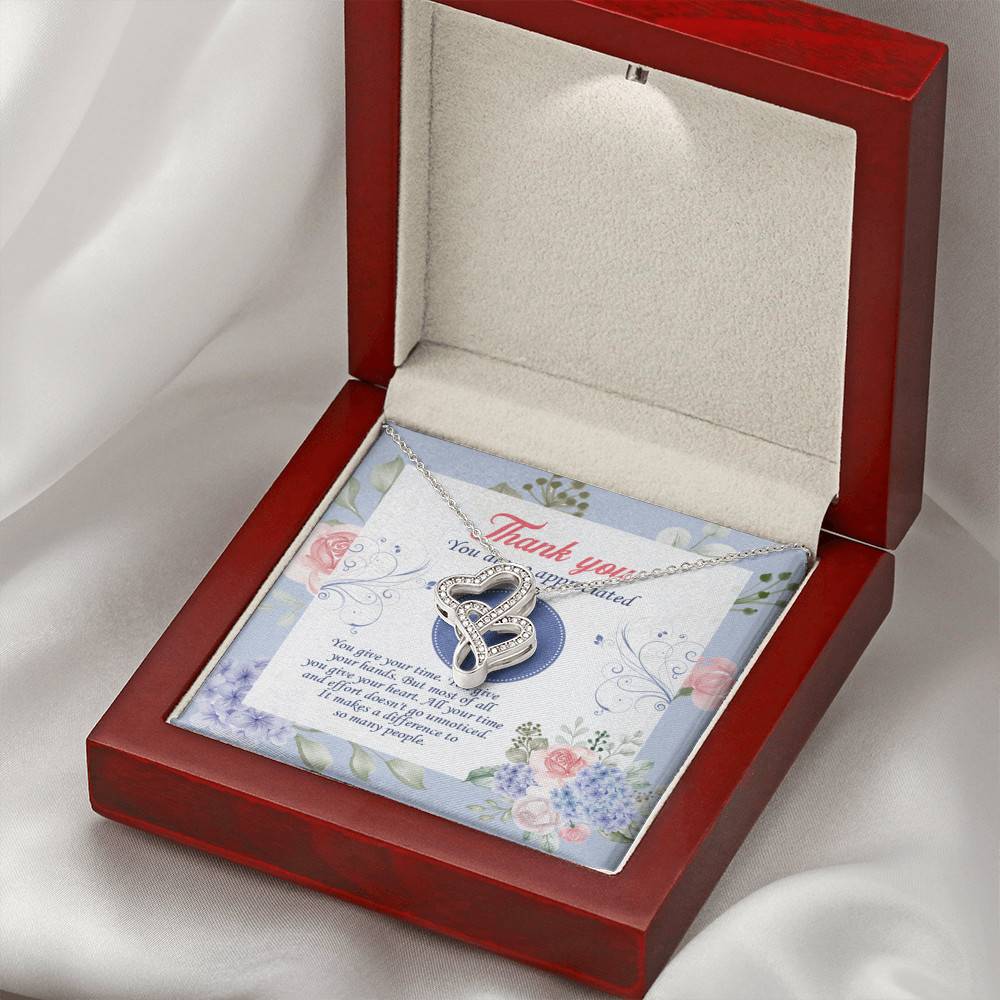 Thank You You Are So Appreciated Double Hearts Necklace - Thank You Nurse Gifts - Teacher Appreciation Gifts