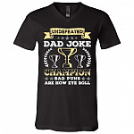 Fathers Day Gifts Funny Undefeated Tshirt, Black, V-Neck T-Shirt