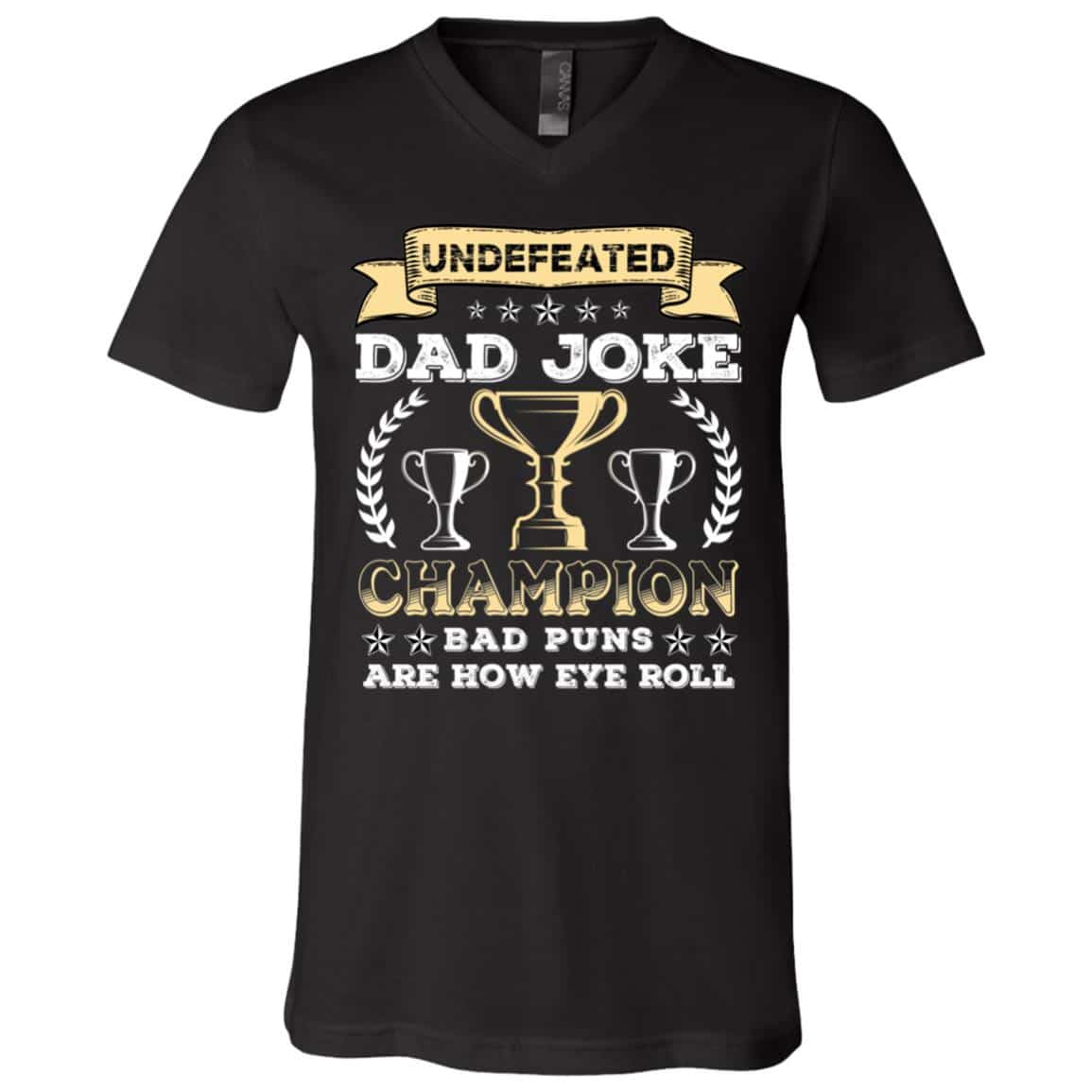 Fathers Day Gifts Funny Undefeated Tshirt, Black, V-Neck T-Shirt