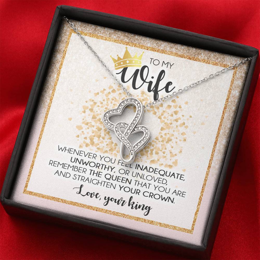 To My Wife Whenever You Feel Inadequate Double Hearts Necklace - Wife Necklace From Husband Anniversary Gifts To My Wife Whenever You Feel Inadequate Double Hearts Necklace - Wife Necklace From Husband Anniversary Gifts