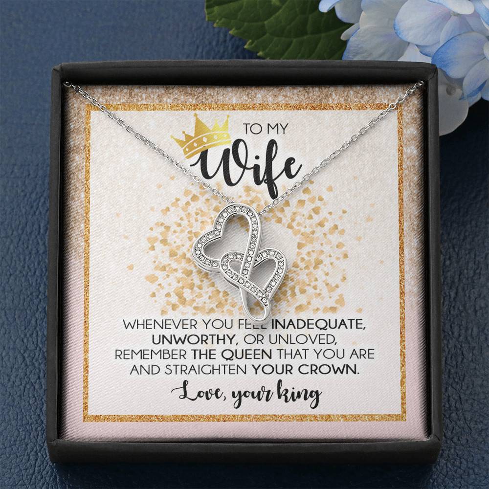 To My Wife Whenever You Feel Inadequate Double Hearts Necklace - Wife Necklace From Husband Anniversary Gifts To My Wife Whenever You Feel Inadequate Double Hearts Necklace - Wife Necklace From Husband Anniversary Gifts