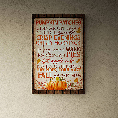 Pumpkin Patches Cinnamon Cozy and Spice Harves Crisp Evenings Chilly Mornings - Vintage Halloween Canvas - Poster