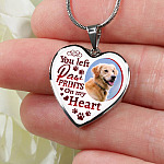 Personalized Custom Photo You Left Paw Prints On My Heart Dog Pet Memorial Heart Pendant Necklace - Bangle