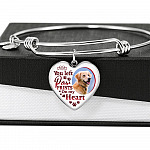 Personalized Custom Photo You Left Paw Prints On My Heart Dog Pet Memorial Heart Pendant Necklace - Bangle