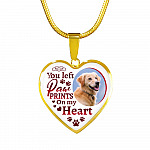 Personalized Custom Photo You Left Paw Prints On My Heart Dog Pet Memorial Heart Pendant Necklace - Bangle