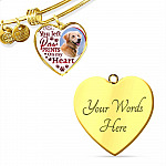 Personalized Custom Photo You Left Paw Prints On My Heart Dog Pet Memorial Heart Pendant Necklace - Bangle