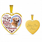 Personalized Custom Photo You Left Paw Prints On My Heart Dog Pet Memorial Heart Pendant Necklace - Bangle