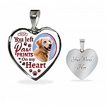 Personalized Custom Photo You Left Paw Prints On My Heart Dog Pet Memorial Heart Pendant Necklace - Bangle