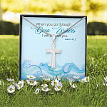 When You Go Through Deep Waters I Will Be With You Isaiah 43 2 Artisan Crafted Cross Necklace