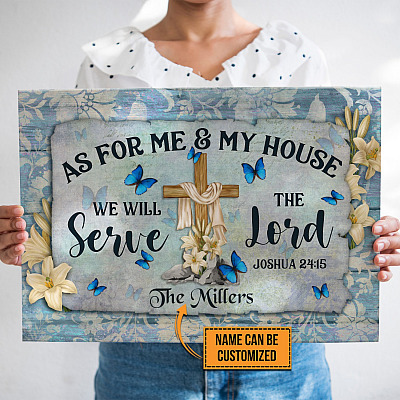 Alternative view of Personalized As For Me And My House We Will Serve The Lord Joshua 24 15 Framed Canvas - Unframed Poster