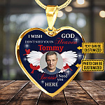 Custom Photo I Wish God Didn't Need You In Heaven I Need You Here Heart Pendant Necklace - Memorial Necklace