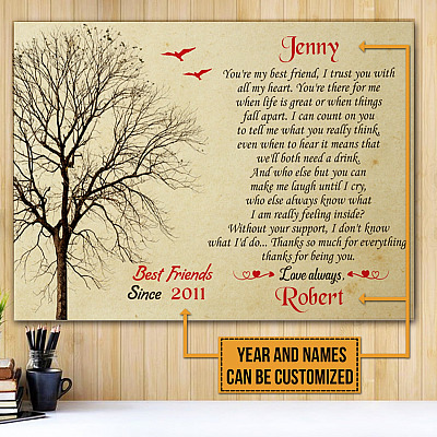Alternative view of Personalized You Are My Best Friends I Trust You With All My Heart Framed Canvas - Unframed Poster