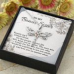 To My Bonus Sister Family Isn't Always Blood It's The People In Your Life Dragonfly Necklace