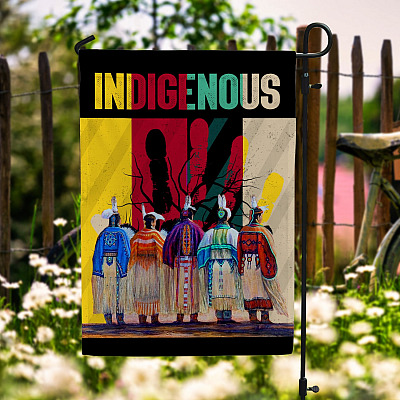 Alternative view of Native American Indigenous Immigrant Flag - Indigenous Lives Matter Outdoor Decorative Garden Flag - House Flag
