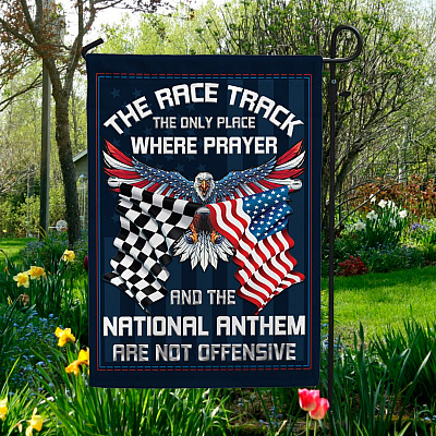 Alternative view of The Race Track The Only Place Where Prayer And The National Outdoor Decorative Garden Flag - House Flag