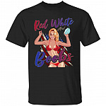 Red White And Boobs T-Shirt, Black, Unisex T-Shirt