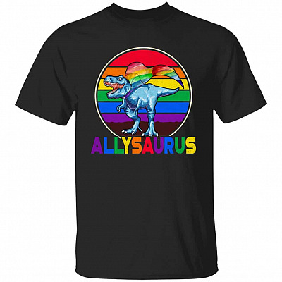 Allysaurus T-Shirt - LGBT Dinosaur Shirt, Black, Unisex T-Shirt
