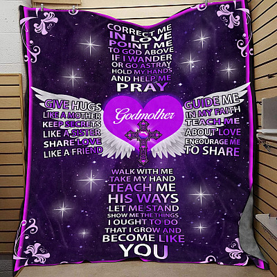 Alternative view of Godmother Blanket - Point Me To God Above Guide Me In My Faith Fleece Blanket - Mink Blanket