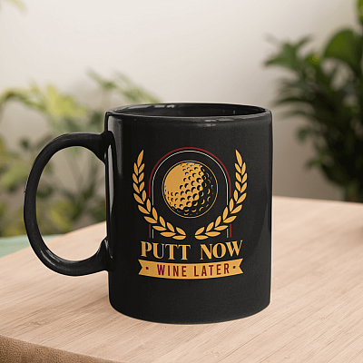 Putt Now Wine Later Ceramic Coffee Mug
