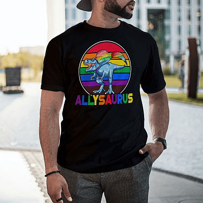 Alternative view of Allysaurus T-Shirt - LGBT Dinosaur Shirt