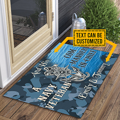 Alternative view of Personalized A Navy Veteran And His Her Commander-In-Chief Couple Welcome House Doormat - Veterans Day Gifts